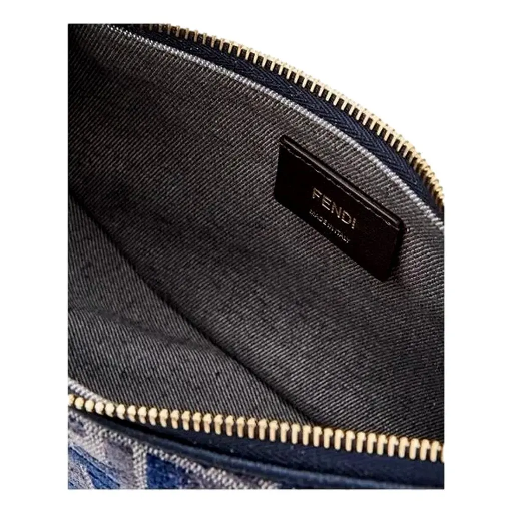 Fendi Fendigraphy Jaquard Canvas Leather Blue Hobo Bag Blue Leather Never worn - Model View