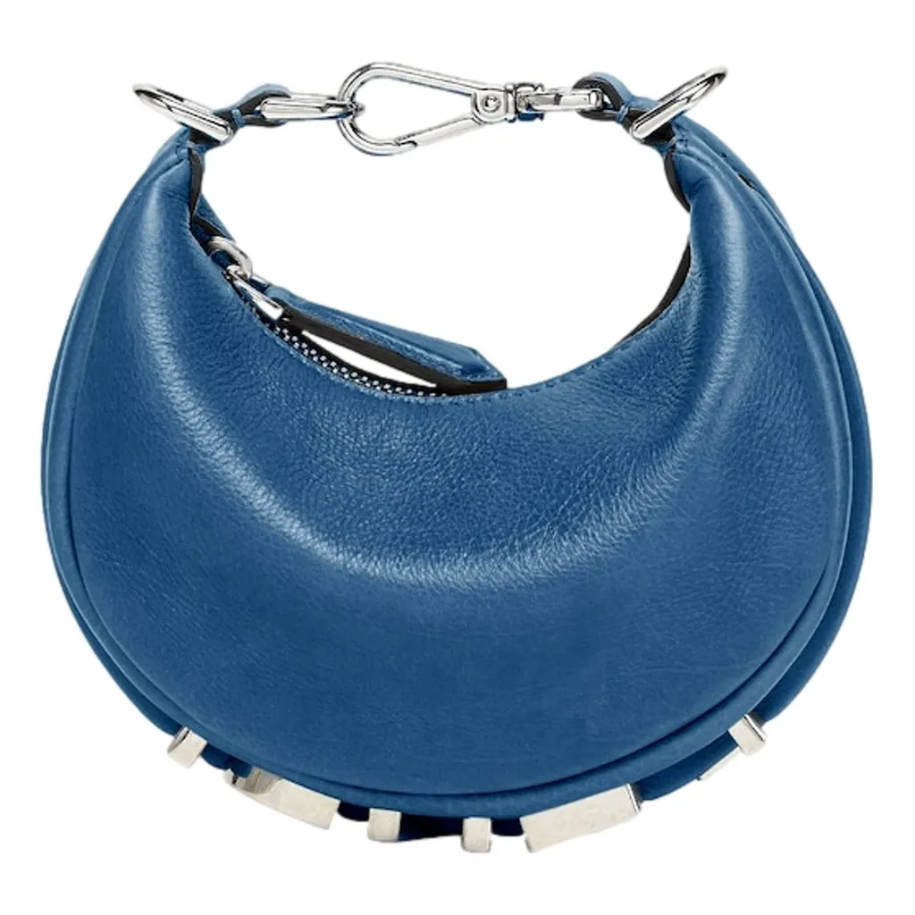 Fendi Fendigraphy Nano Hobo Calfskin Leather Mini Bag Blue Blue Leather Never worn - Front View