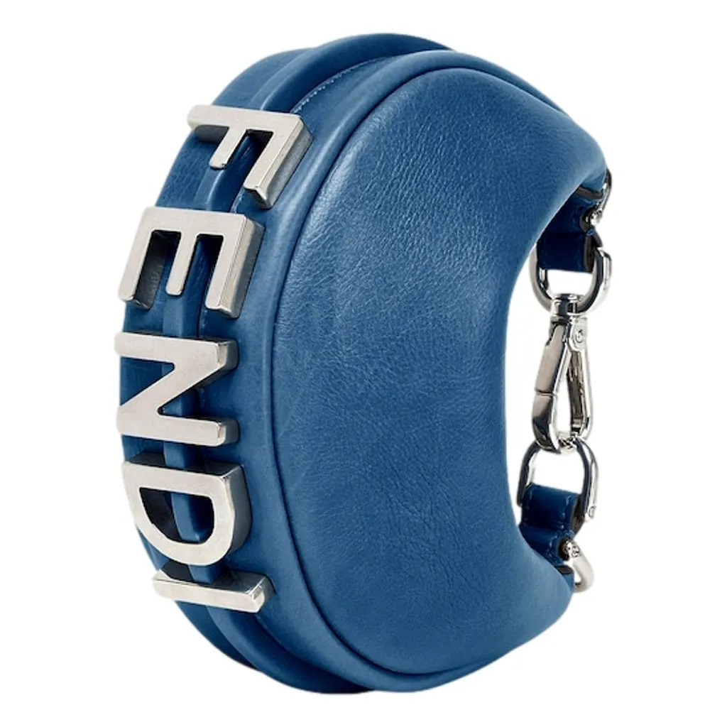 Fendi Fendigraphy Nano Hobo Calfskin Leather Mini Bag Blue Blue Leather Never worn - Back View