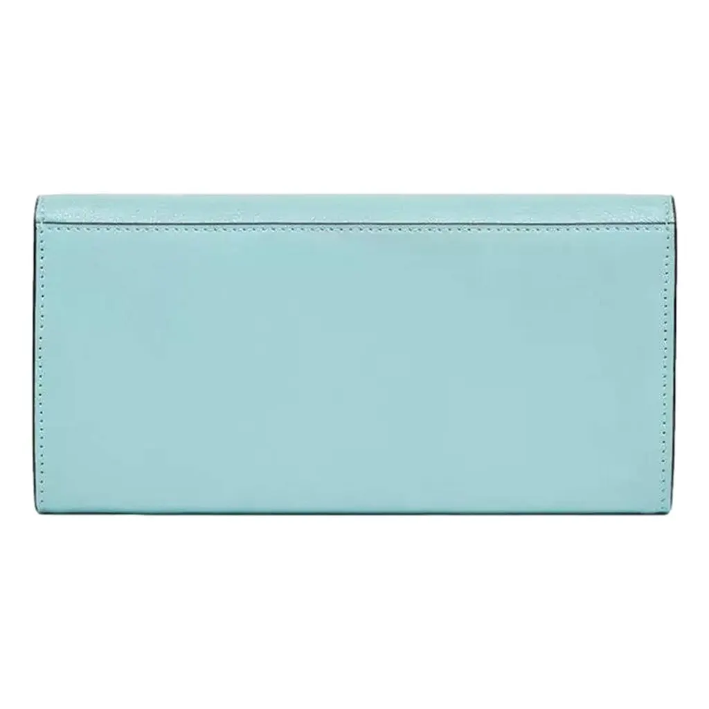 Fendi FF Diamonds Light Blue Calfskin Leather Continental Wallet on Chain Gold Hardware Blue Leather Never worn - Inside View