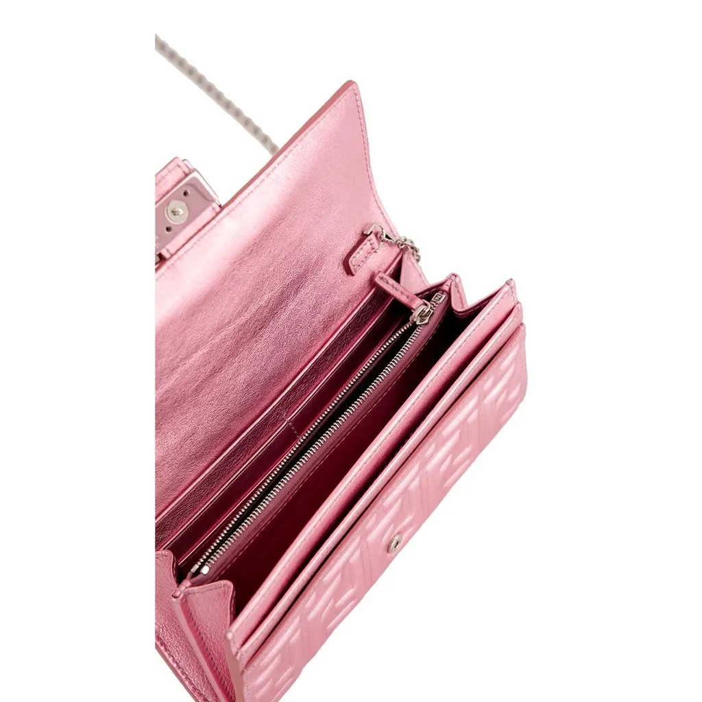 Fendi Fendi Baguette Wallet on Chain Metallic Pink FF Embossed Crossbody Bag Pink Leather Never worn - Model View