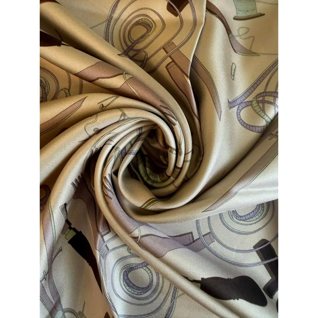 Fendi Multi-Color Graphic Print Silk Scarf Malva Multicolor Green Silk Never worn - Model View