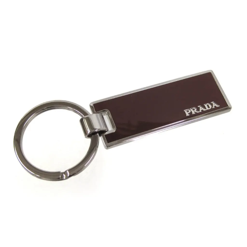 Prada Rubino Red Enamel Silver Metal Keyring Keychain Red Never worn - Front View