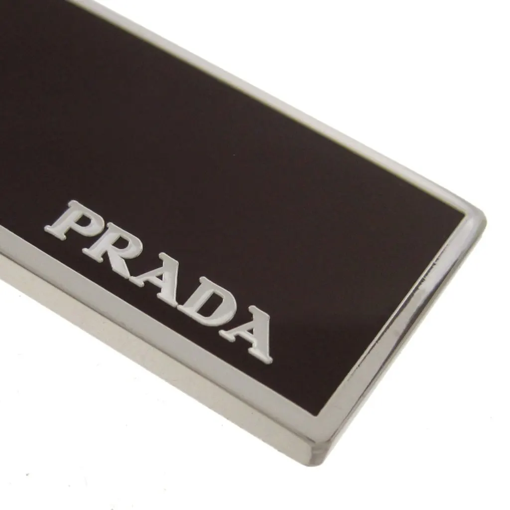 Prada Rubino Red Enamel Silver Metal Keyring Keychain Red Never worn - Model View