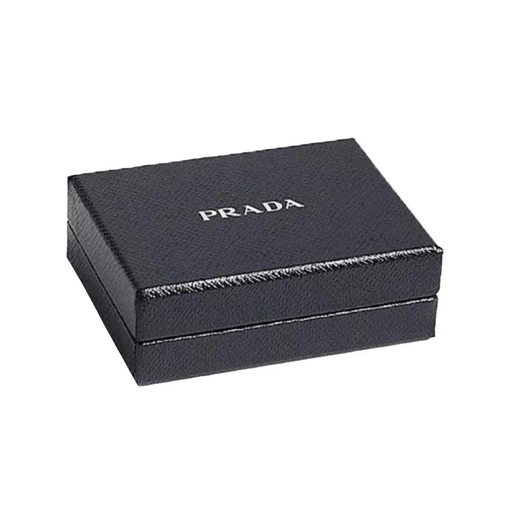 Prada Rubino Red Enamel Silver Metal Keyring Keychain Red Never worn - Box View