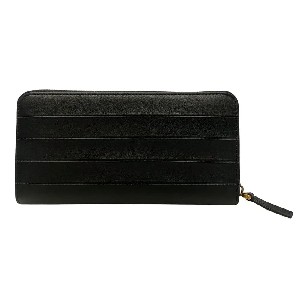 Valentino Diary Lines Black Grain Leather Zip-Around Long Wallet Black Leather Never worn - Back View