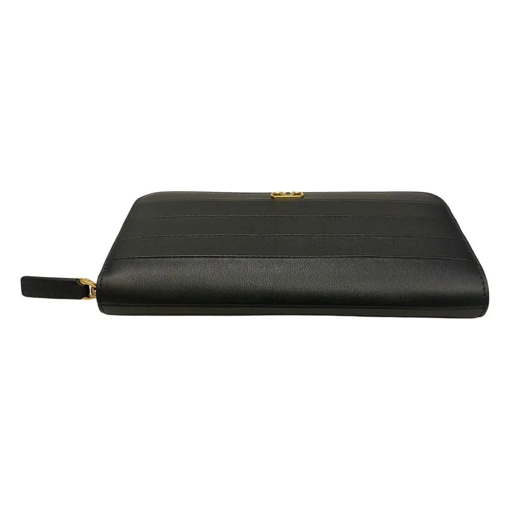 Valentino Diary Lines Black Grain Leather Zip-Around Long Wallet Black Leather Never worn - Model View