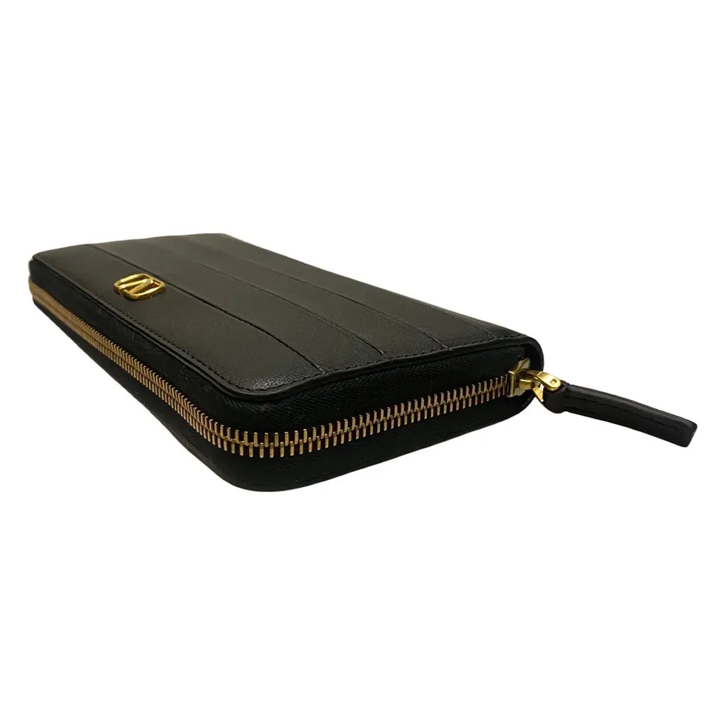Valentino Diary Lines Black Grain Leather Zip-Around Long Wallet Black Leather Never worn - Box View