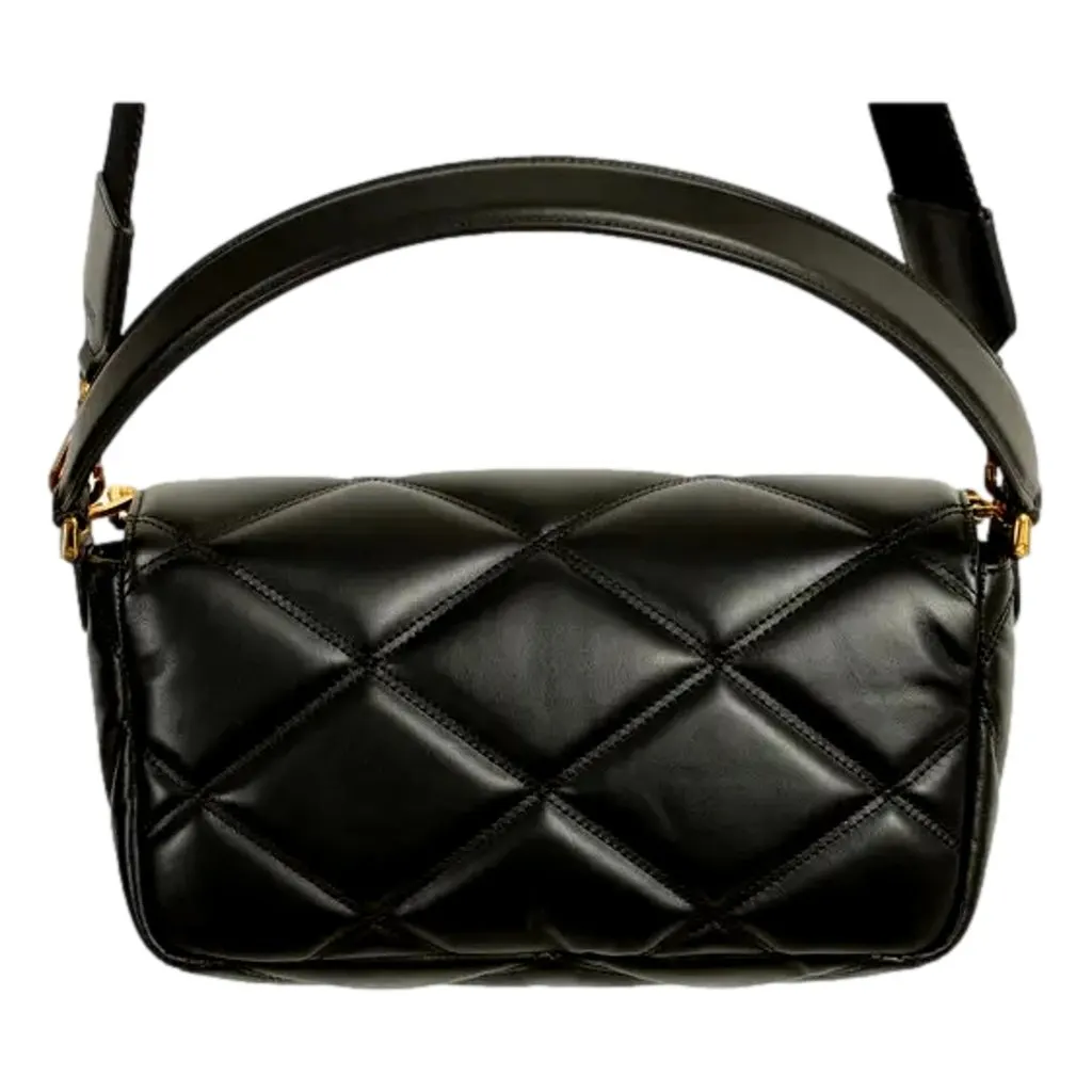 Versace La Medusa Quilted Black Calfskin Leather Crossbody Bag Gold Chain Black Leather Never worn - Inside View
