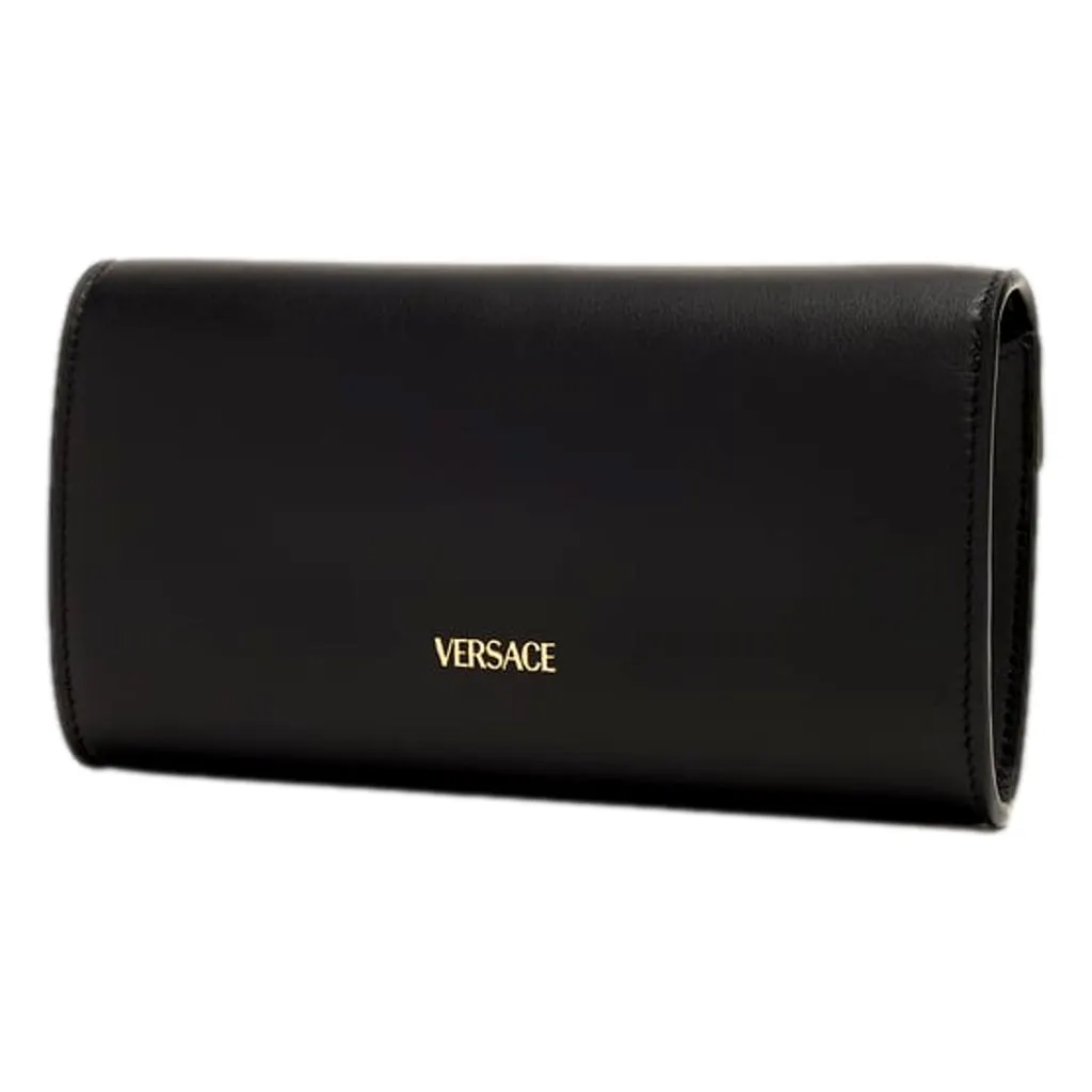Versace Medusa 95 Small Black Wallet on Chain Crossbody Bag Black Leather Never worn - Back View