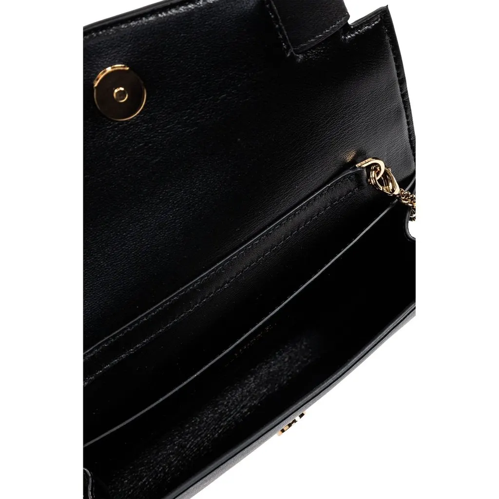 Versace Medusa 95 Small Black Wallet on Chain Crossbody Bag Black Leather Never worn - Model View
