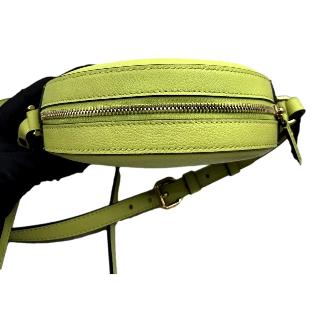Versace La Medusa Lime Green Disco Round Crossbody Bag Green Leather Never worn - Back View