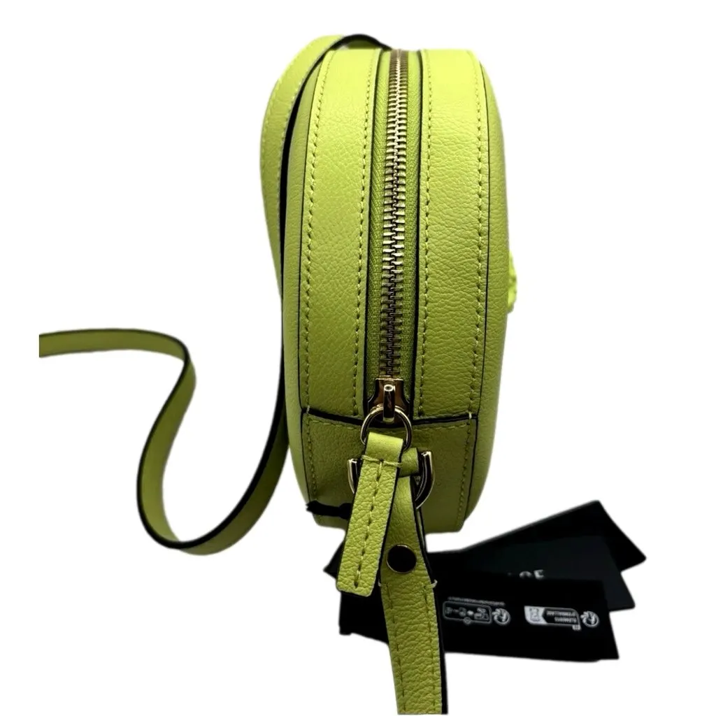 Versace La Medusa Lime Green Disco Round Crossbody Bag Green Leather Never worn - Inside View