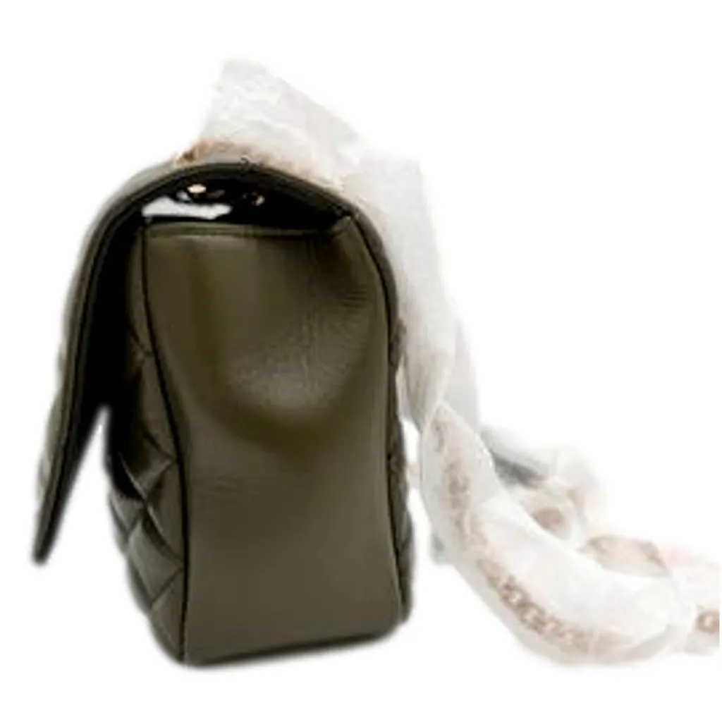 Versace La Medusa Olive Green Quilted Lambskin Chain Crossbody Bag Green Leather Never worn - Box View