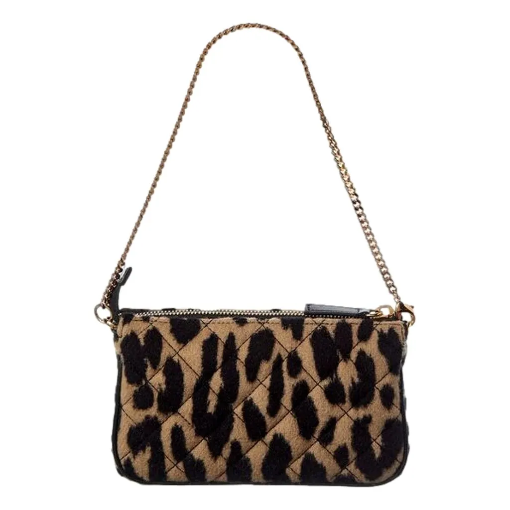 Versace Leopard Print Fur Mini Shoulder Bag Gold Medusa Chain Designer Handbag Brown Leather Never worn - Back View