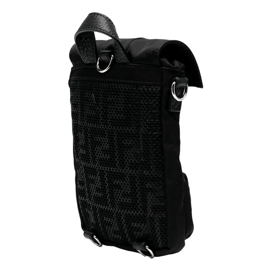 Fendi Fendiness Mini Backpack Crossbody Black Nylon FF Mesh Black Leather Never worn - Inside View