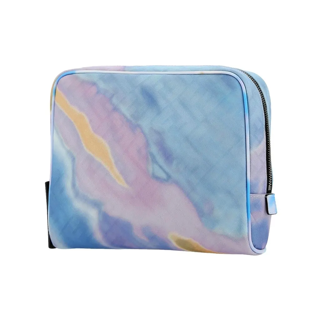 Fendi FF Motif Multicolor Printed Canvas Medium Travel Beauty Case Blue Leather Never worn - Model View