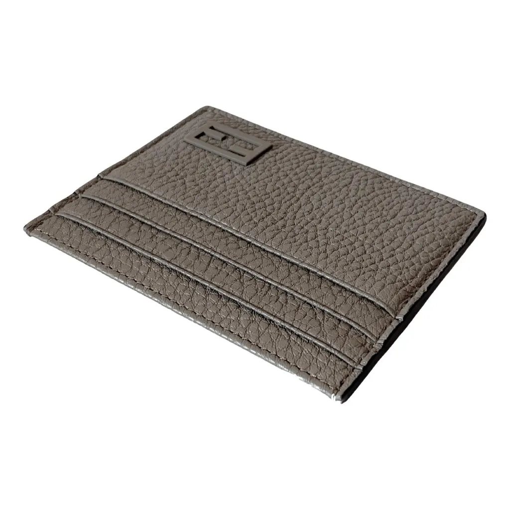 Fendi Fendi Baguette Grey and Yellow Grained Leather Card Case Wallet Grey Leather Never worn - Inside View