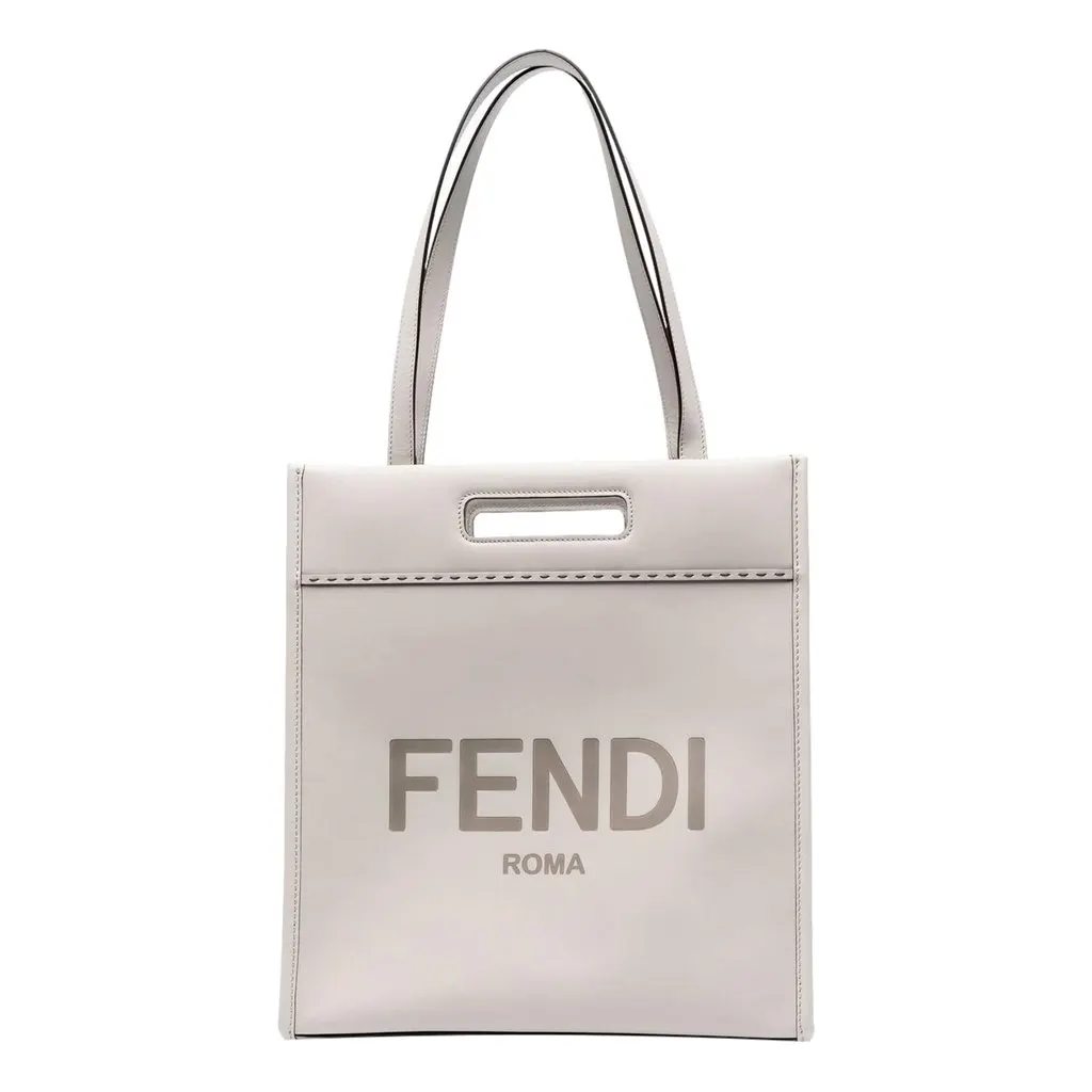 Fendi Roma Ghiaia Calf Leather Tote Bag White Leather Never worn - Front View