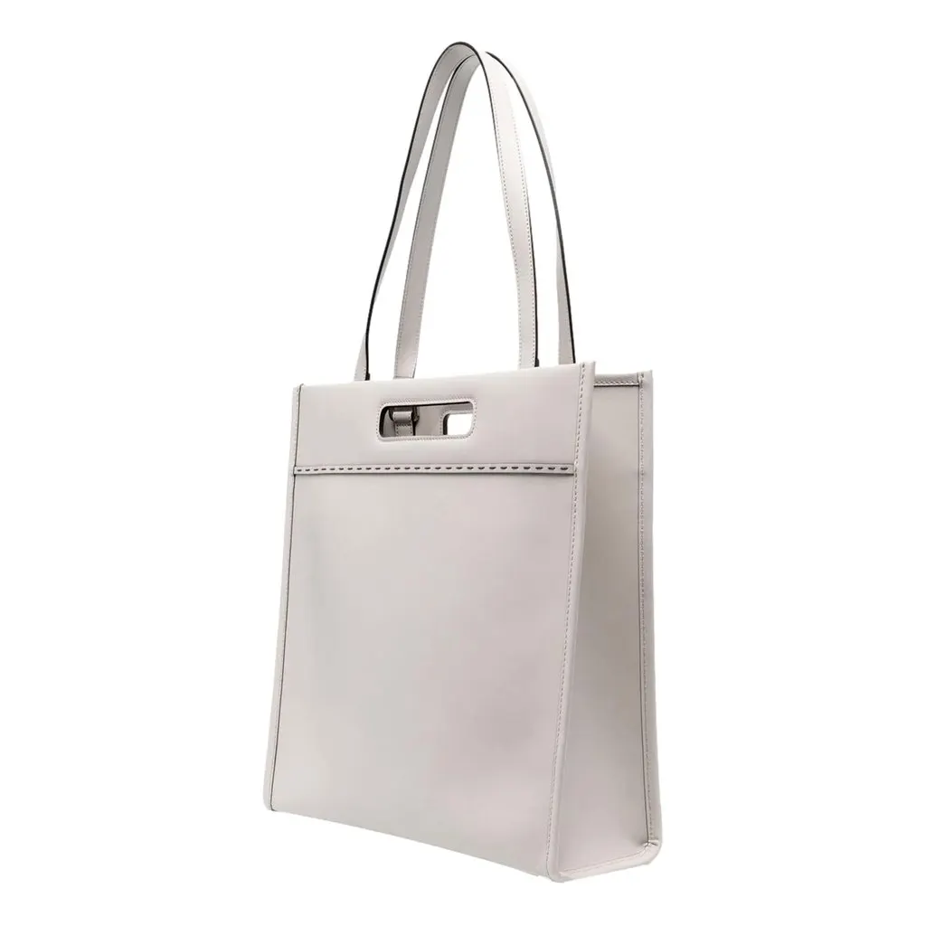 Fendi Roma Ghiaia Calf Leather Tote Bag White Leather Never worn - Inside View