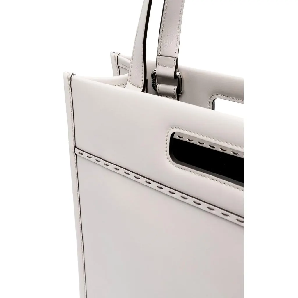 Fendi Roma Ghiaia Calf Leather Tote Bag White Leather Never worn - Model View