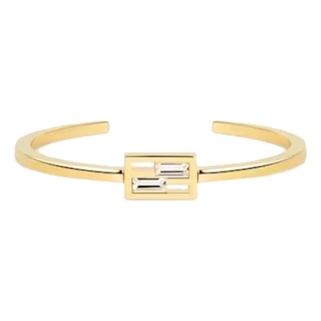 Fendi باغيت ذهبي كريستال صغيرة Cuff سوار