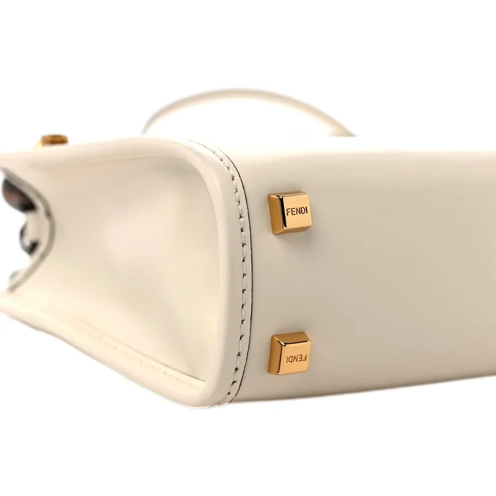 Fendi Mini Sunshine Shopper Tote Crossbody Nude Calfskin Snake Print Beige Leather Never worn - Box View