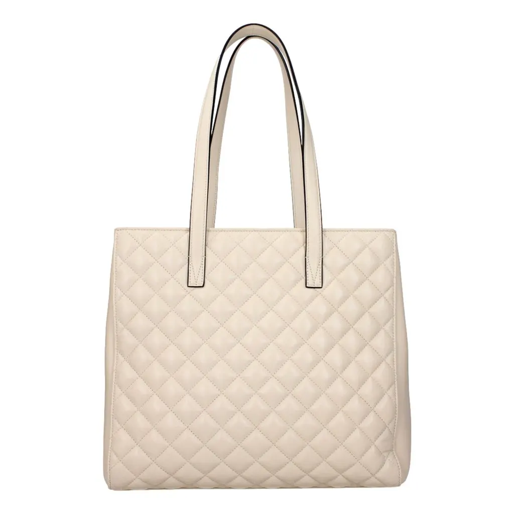 Versace La Medusa Quilted Tote Bag Ivory Leather Gold Hardware White Polyamide Never worn - Inside View