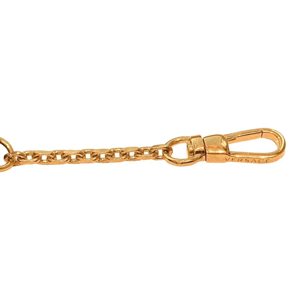 Versace La Medusa Khaki Vitello Card Case Key Chain Green Leather Never worn - Back View