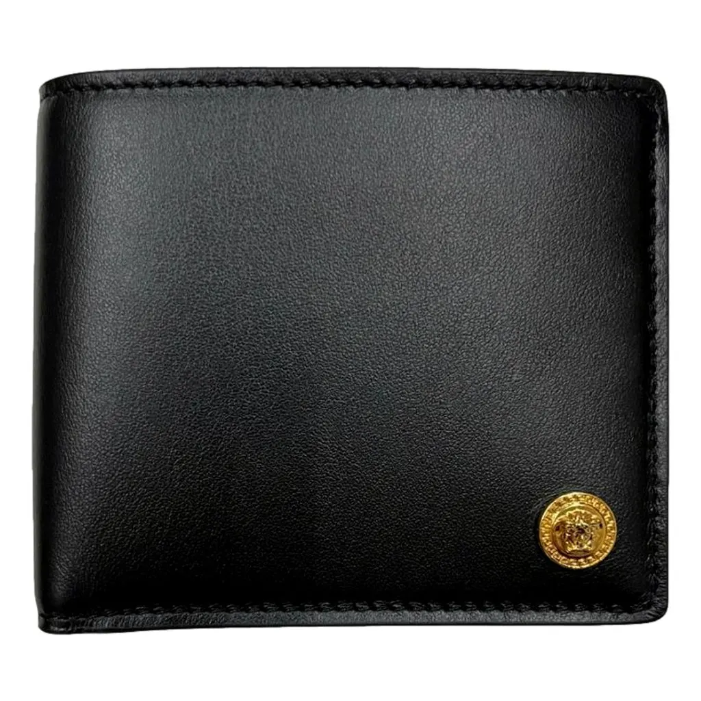 Versace Versace La Medusa Black Calfskin Leather Bifold Wallet Black Leather Never worn - Front View