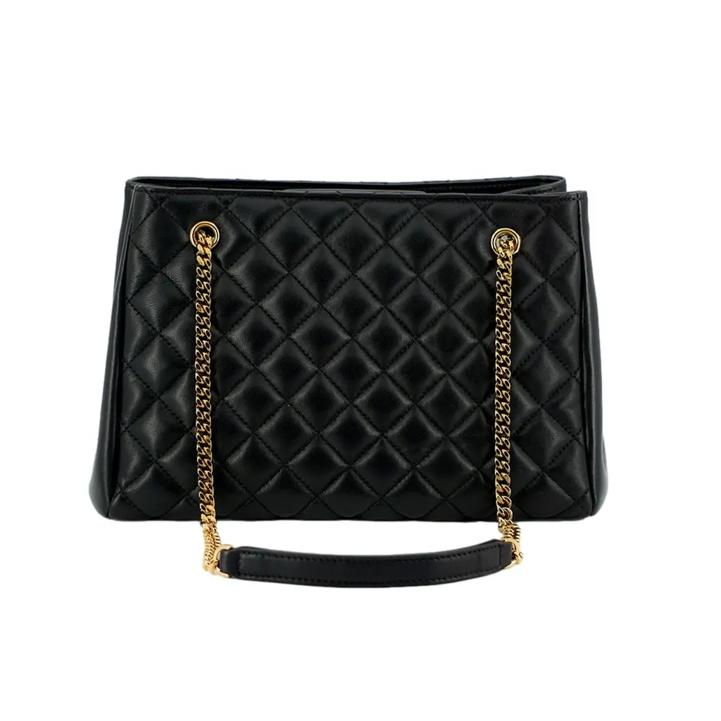 Versace La Medusa Black Quilted Nappa Leather Large Tote Bag Black Leather Never worn - Inside View