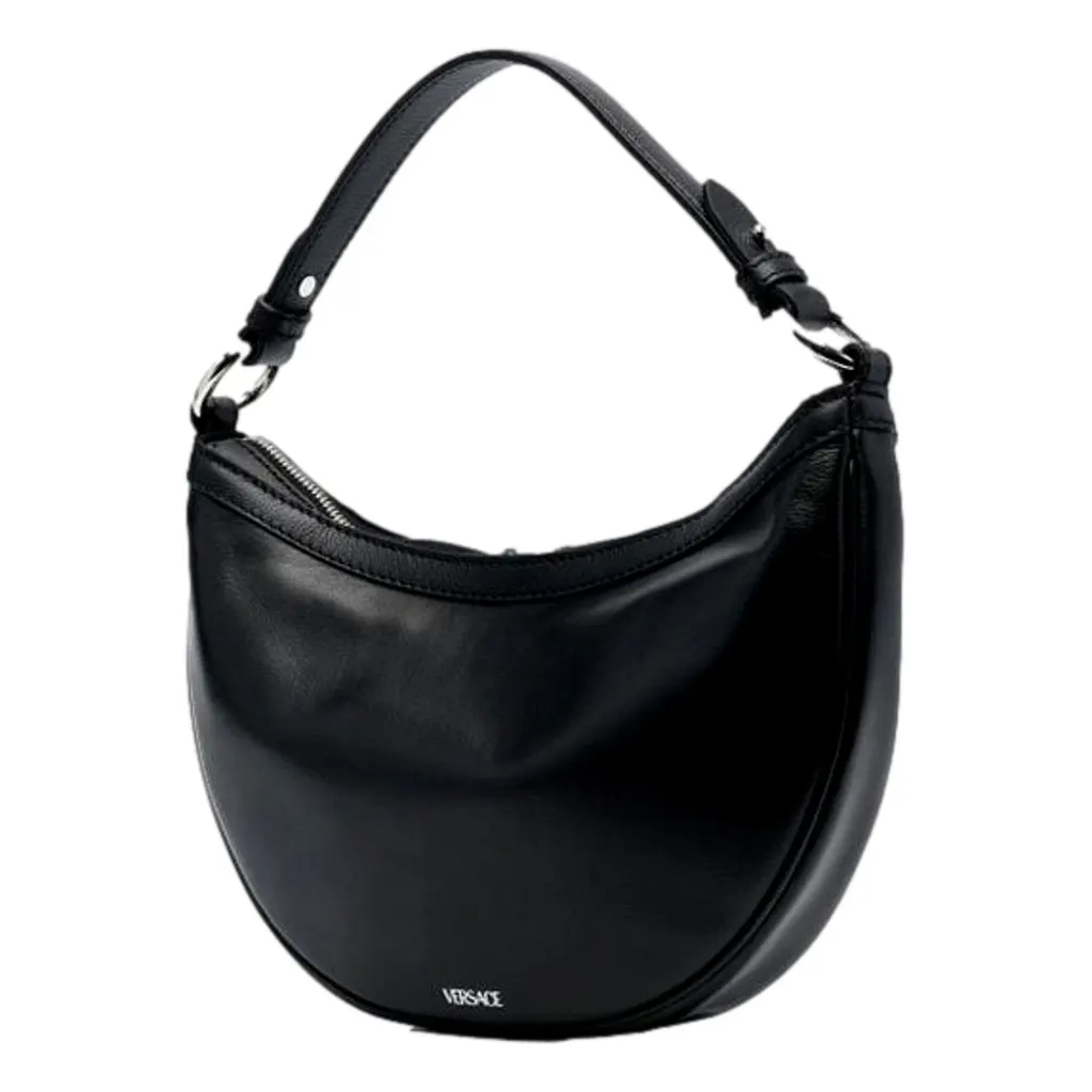 Versace La Medusa Repeat Small Hobo Shoulder Bag Black Calfskin Leather Black Leather Never worn - Back View