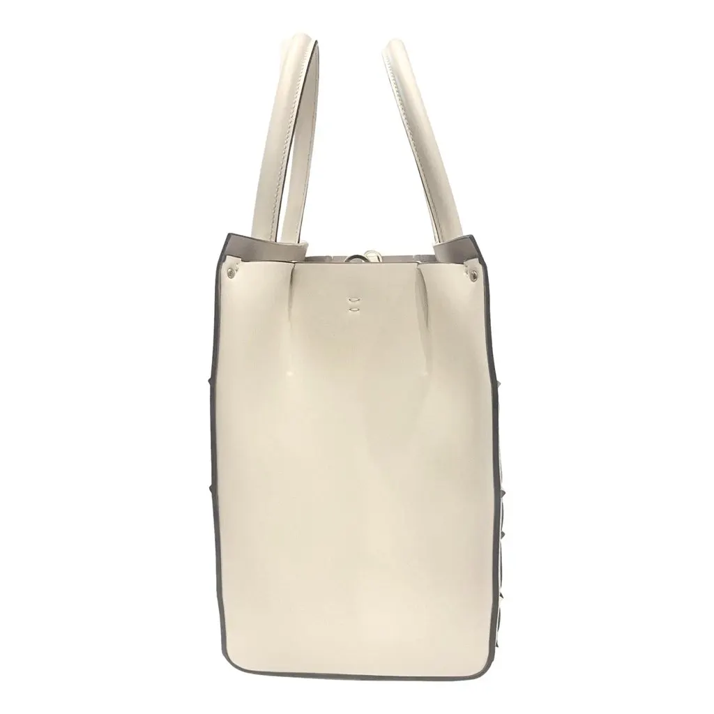 Valentino Garavani Beehive Lattice Ivory Studded Leather Crossbody Tote White Leather Never worn - Model View
