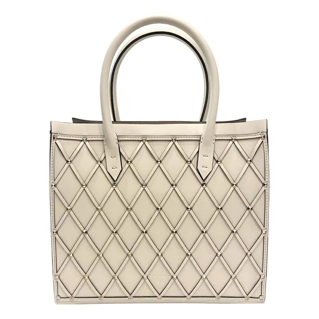 Valentino Garavani Beehive Lattice Ivory Studded Leather Crossbody Tote White Leather Never worn - Box View