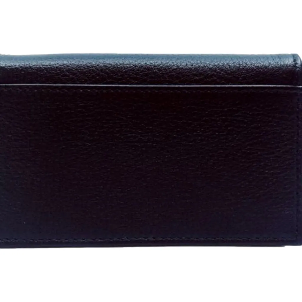 Prada Saffiano Black Snap Bifold Card Holder Wallet Black Leather Never worn - Back View