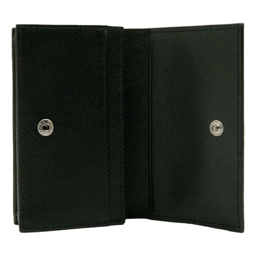 Prada Saffiano Black Snap Bifold Card Holder Wallet Black Leather Never worn - Inside View