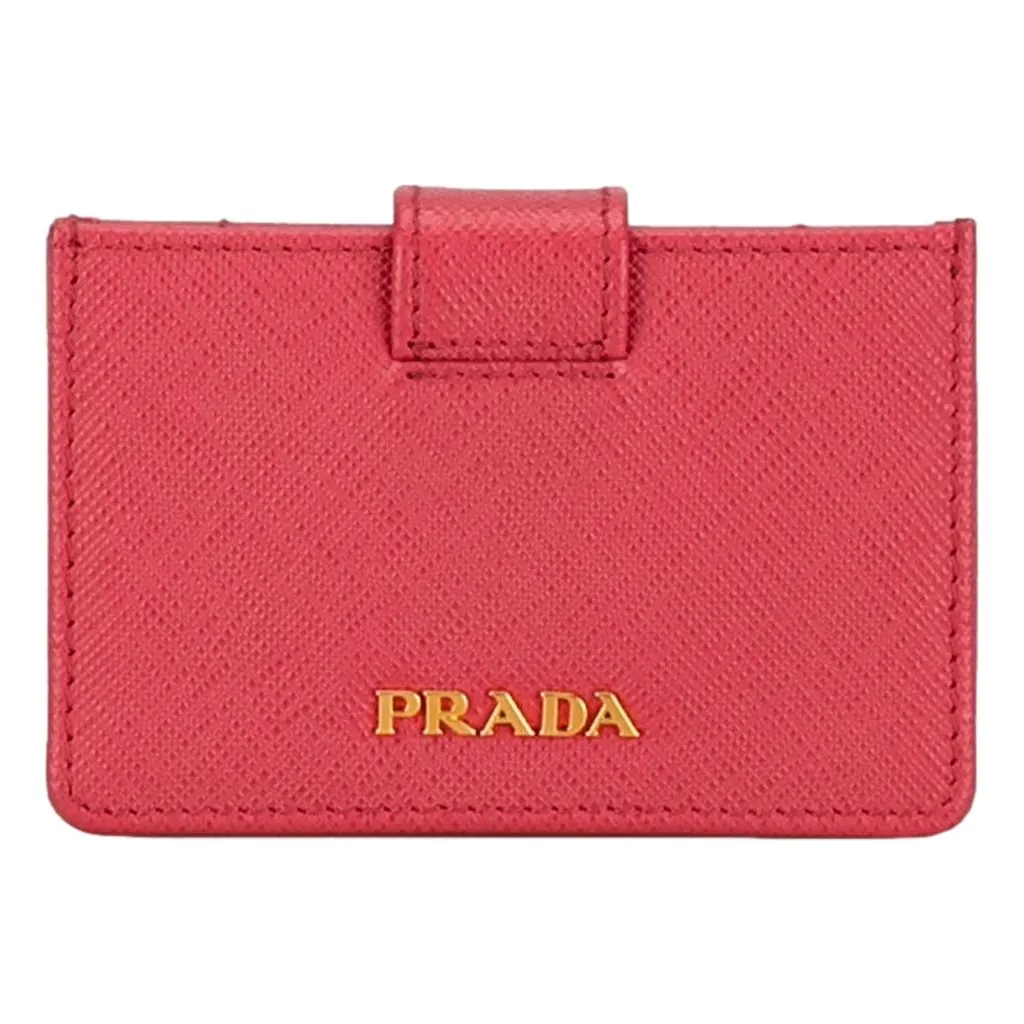 Prada Saffiano Leather Card Case Wallet Accordion Peonia Pink Pink Leather Never worn - Front View