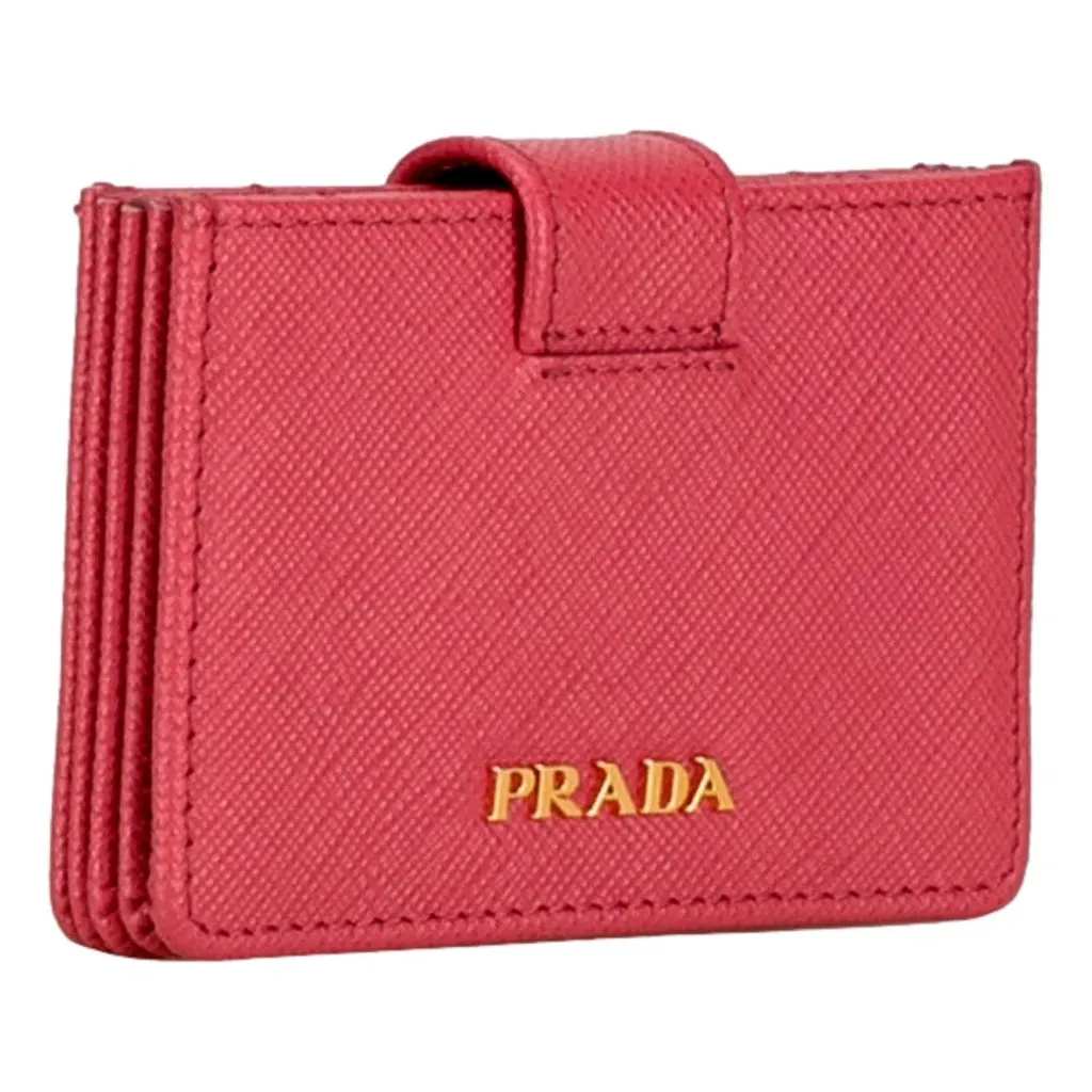 Prada Saffiano Leather Card Case Wallet Accordion Peonia Pink Pink Leather Never worn - Back View