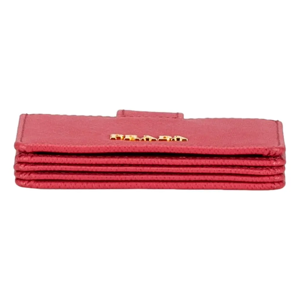 Prada Saffiano Leather Card Case Wallet Accordion Peonia Pink Pink Leather Never worn - Model View