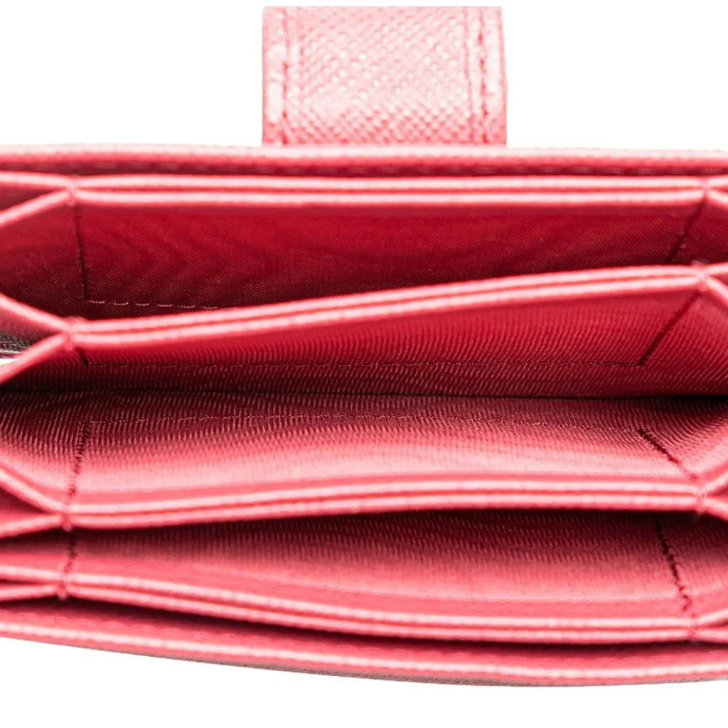Prada Saffiano Leather Card Case Wallet Accordion Peonia Pink Pink Leather Never worn - Box View