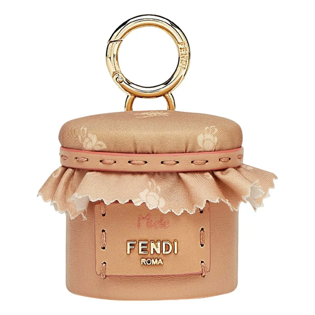 Fendi Miele Honey Pot Leather Selleria Bag Charm Keychain Trinket Holder Brown Leather Never worn - Front View