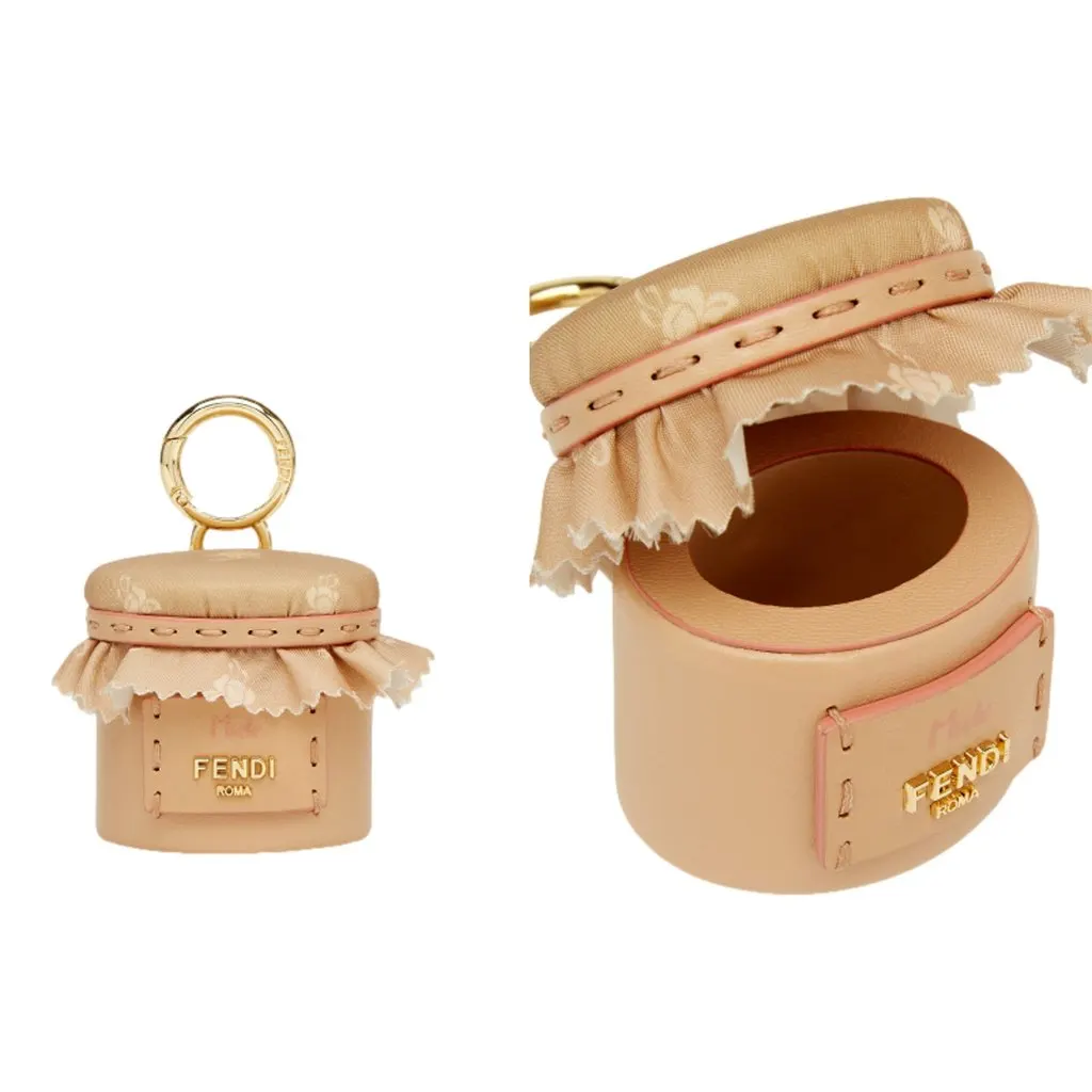 Fendi Miele Honey Pot Leather Selleria Bag Charm Keychain Trinket Holder Brown Leather Never worn - Back View