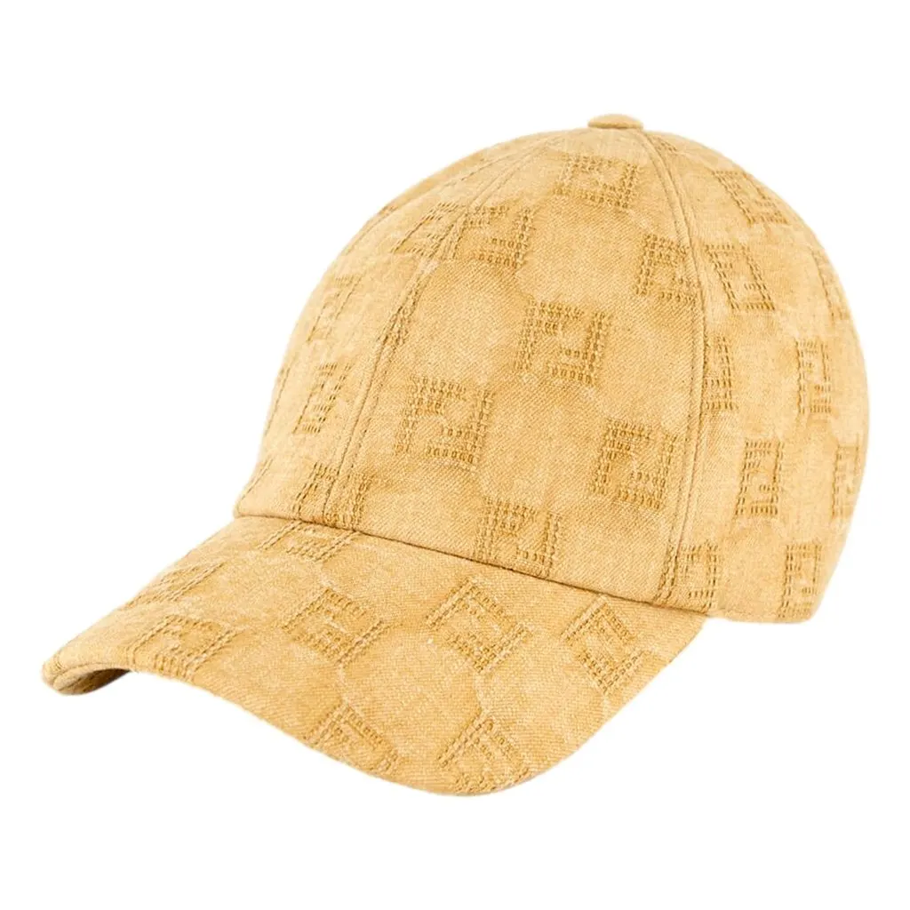 Fendi FF Canvas Baseball Cap in Mustard Tan Small