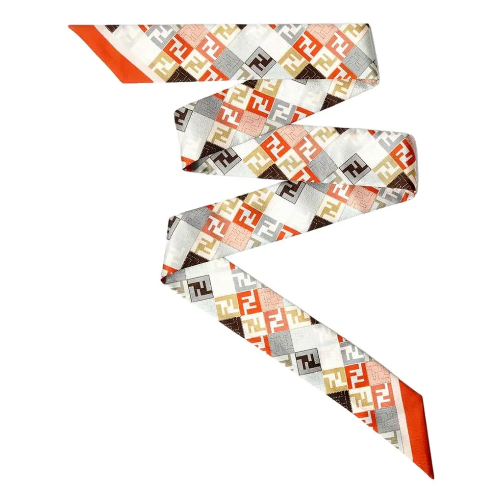 Fendi Silk Wrappy Scarf in Multicolor FF Patchwork Print