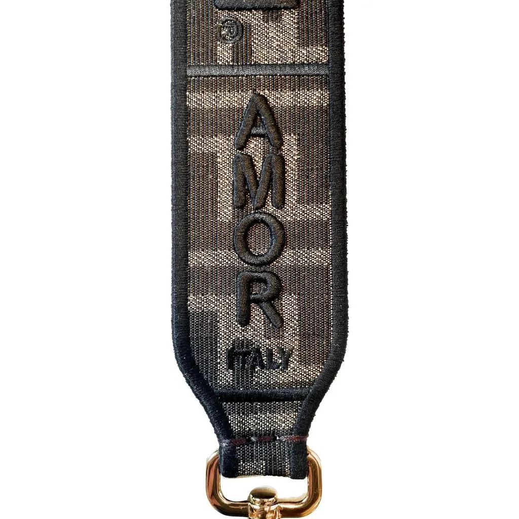 Fendi Fendi Roma Amor Embroidered Zucca Canvas Brown Mini Strap Brown Canvas Never worn - Inside View