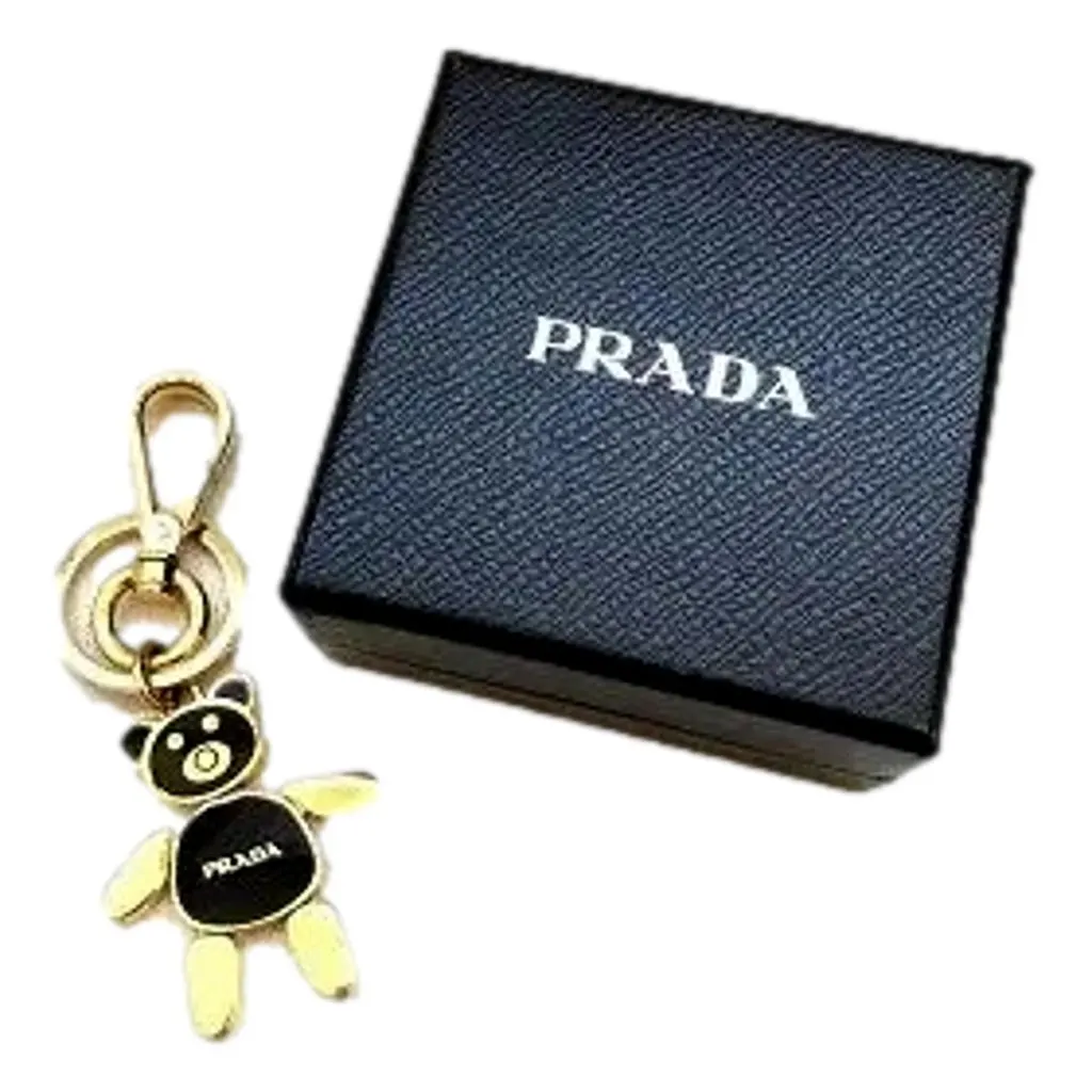 Prada Prada Women's Black/Gold Teddy Bear Handbag Charm Keychain Pink Never worn - Model View