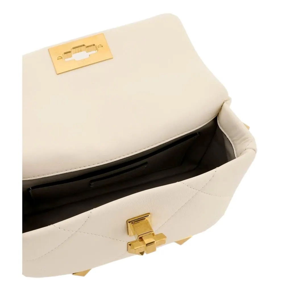 Valentino Roman Stud Small Crossbody Bag Ivory Nappa Leather White Leather Never worn - Model View