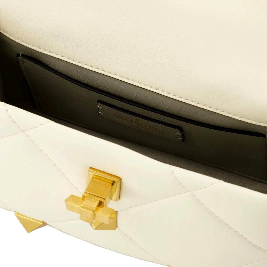 Valentino Roman Stud Small Crossbody Bag Ivory Nappa Leather White Leather Never worn - Box View
