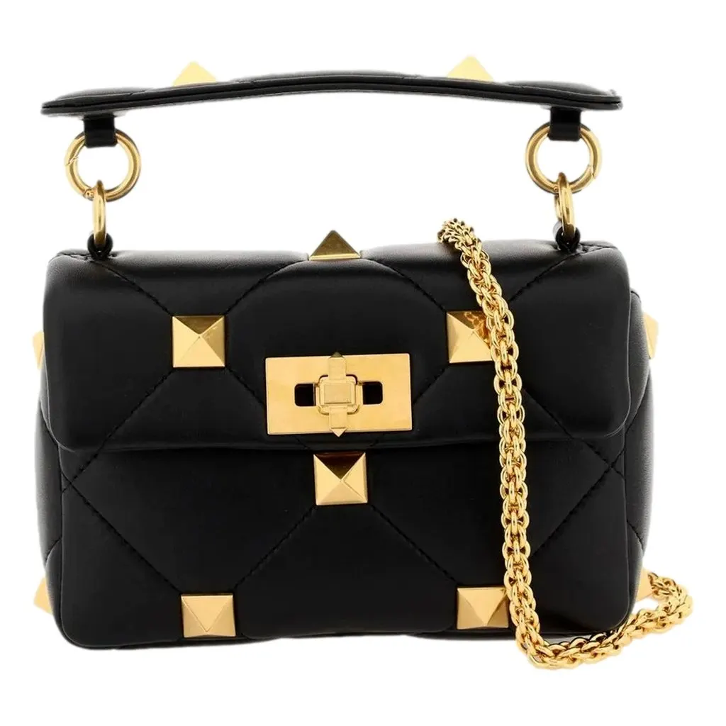 Valentino Garavani Roman Stud Small Crossbody Bag Black Nappa Leather Black Leather Never worn - Inside View