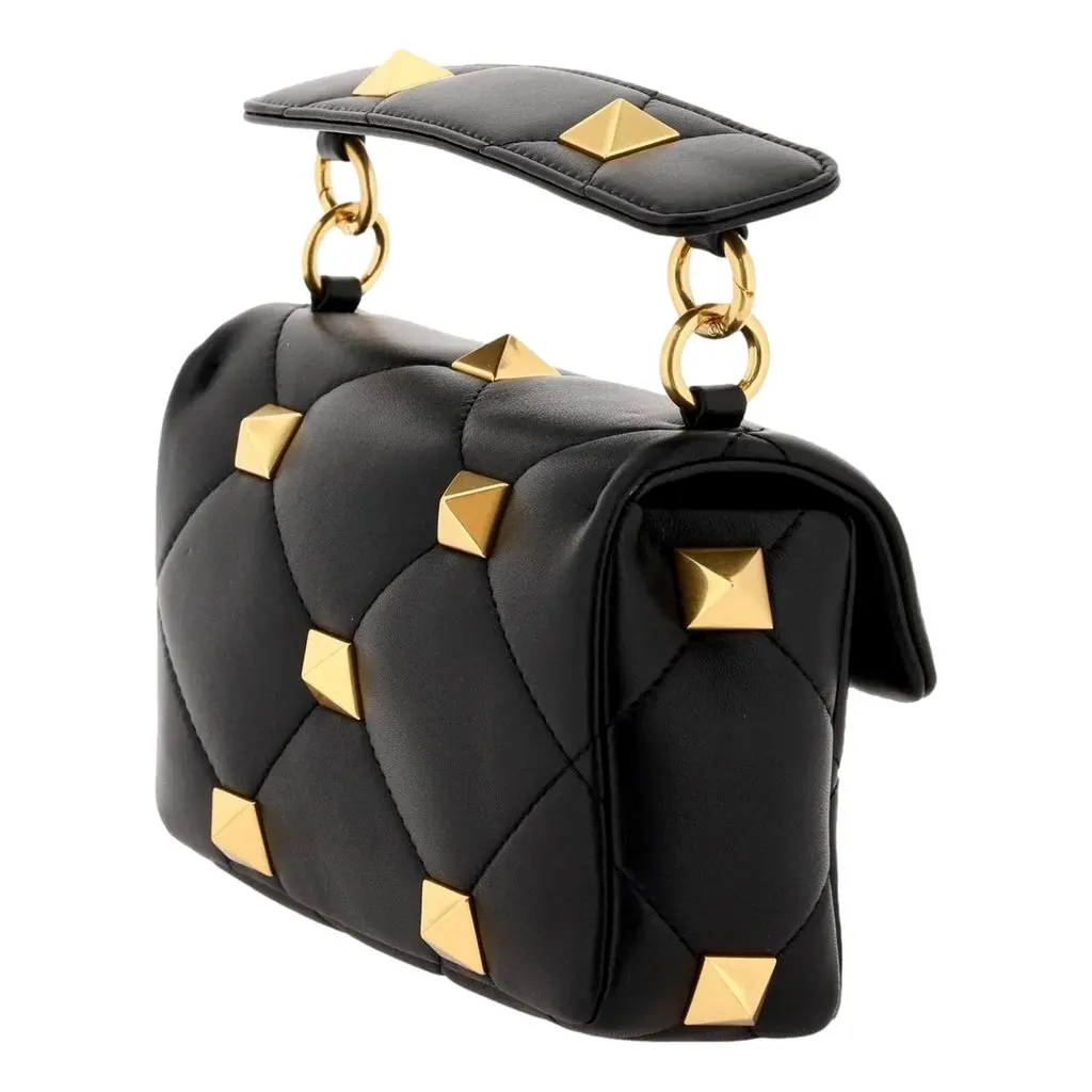 Valentino Garavani Roman Stud Small Crossbody Bag Black Nappa Leather Black Leather Never worn - Model View